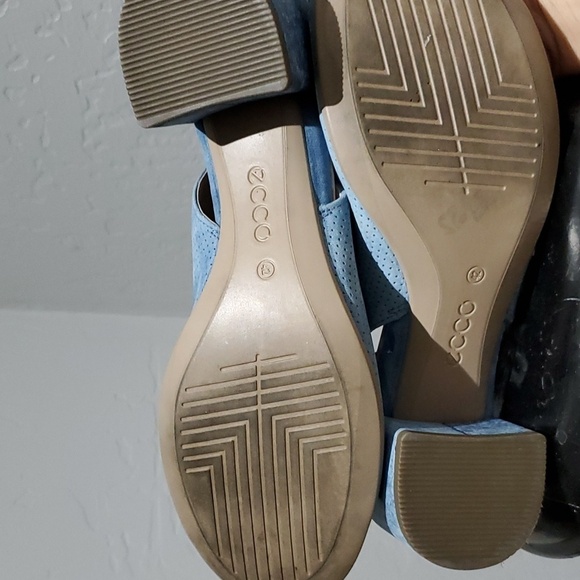 ECCO SHAPE 35 BLOCK SLINGBACK HEELED SANDALS LIGHT BLUE OPEN TOE - Picture 10 of 11